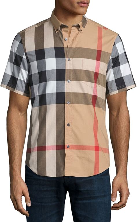 burberry plaid button down shirt men authentic|Burberry check button up shirt.